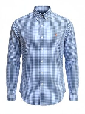 Ralph Lauren Men’s Custom Fit Gingham Button Down Shirt Size Small Blue White